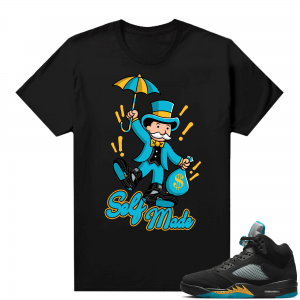 Jordan 5 Aqua shirts  Black Self Made