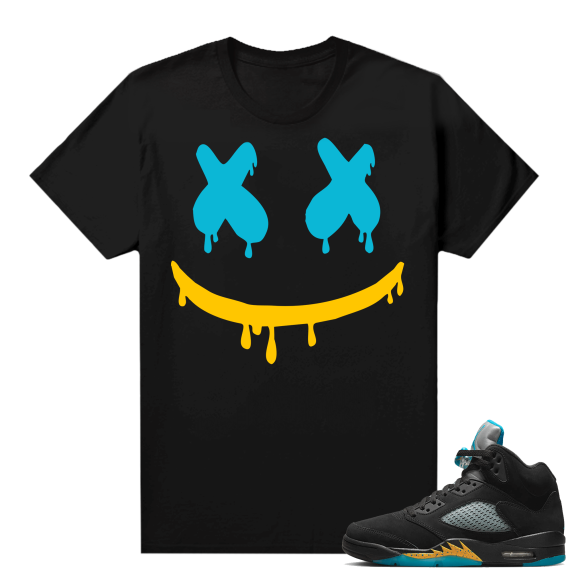 Jordan 5 Aqua shirts  Black Smiley Drip