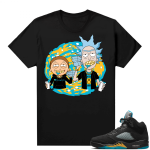 Jordan 5 Aqua shirts  Black Trappin Rick & Morty