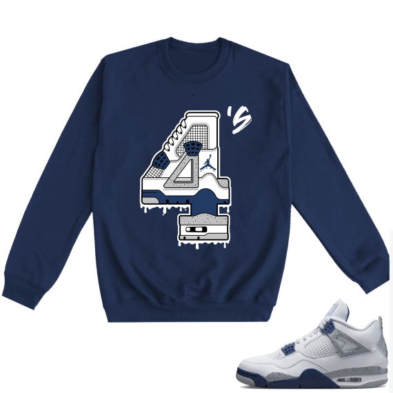 Midnight Navy 4s Crewneck Sweatshirts  Navy 4s