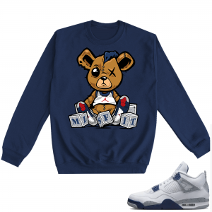 Midnight Navy 4s Crewneck Sweatshirts  Navy Misfit Teddy