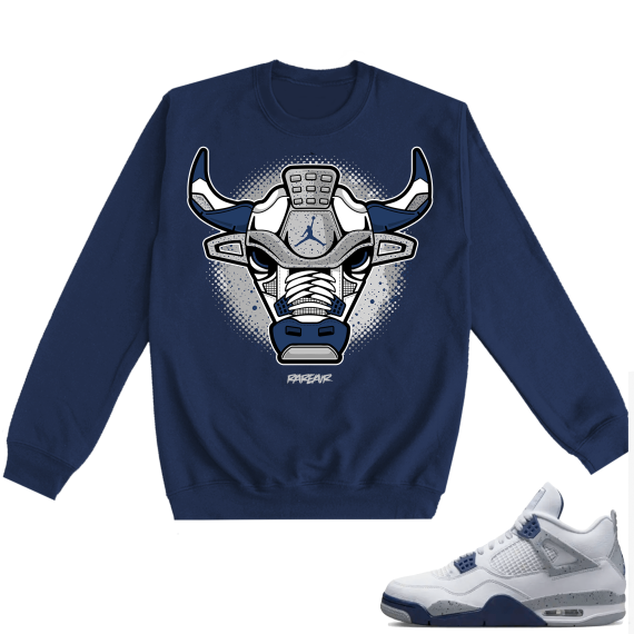 Midnight Navy 4s Crewneck Sweatshirts  Navy Rare Air Bull