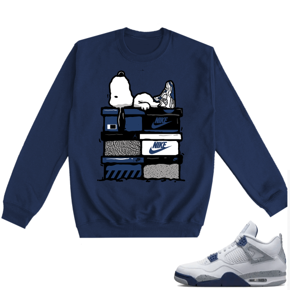 Midnight Navy 4s Crewneck Sweatshirts  Navy Sneakerhead Snoopy