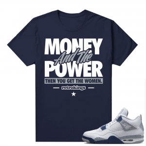 Midnight Navy 4s Shirts  Tee Navy Money Power Women