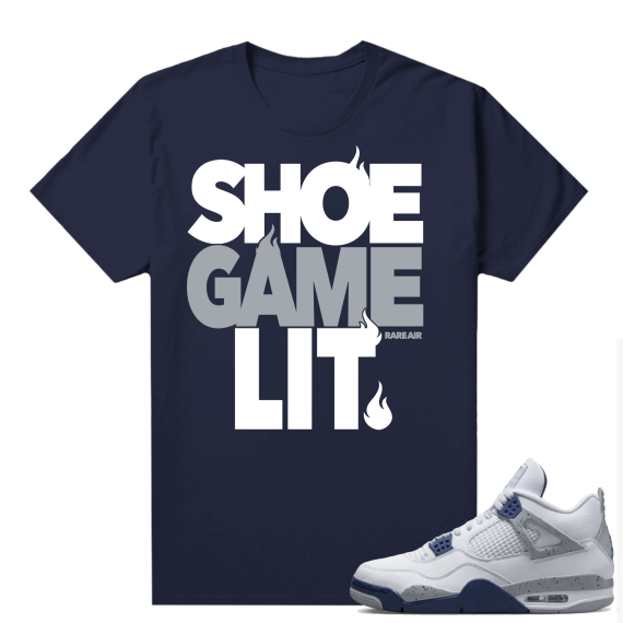 Midnight Navy 4s Shirts  Tee Navy Shoe Game Lit