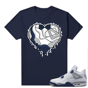 Midnight Navy 4s Shirts  Tee Navy Sneaker Heart