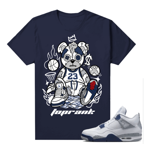 Midnight Navy 4s Shirts  Tee Navy Top Rank Baller Bear