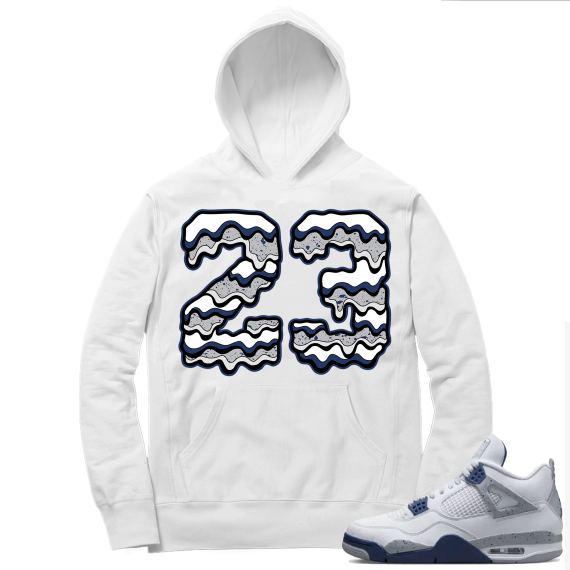 Midnight Navy 4s  Hoodie White 23 Drip