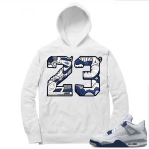 Midnight Navy 4s  Hoodie White 23 Mashup