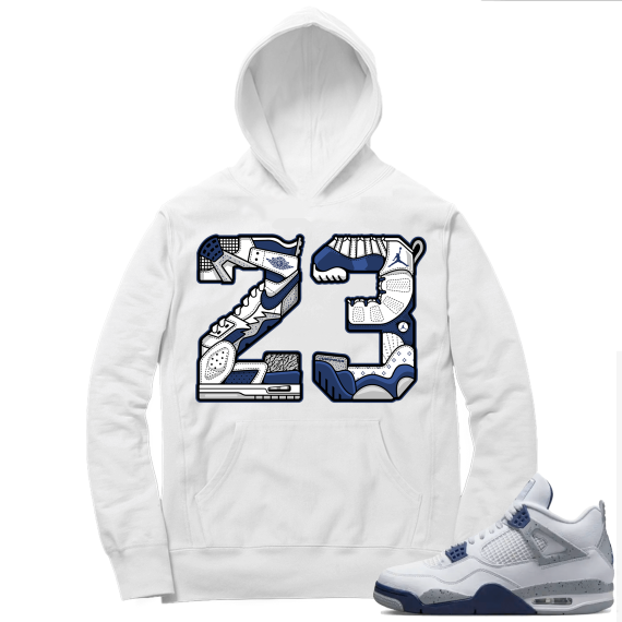 Midnight Navy 4s  Hoodie White 23 Mashup