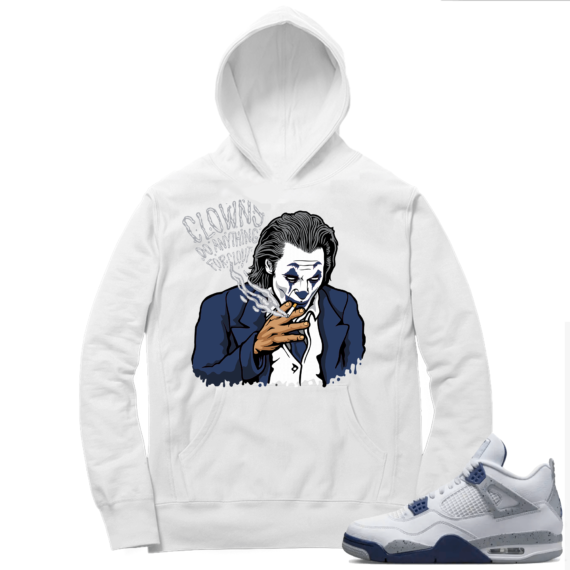 Midnight Navy 4s  Hoodie White Anything for Clout