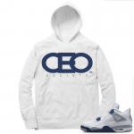 Midnight Navy 4s  Hoodie White CEO