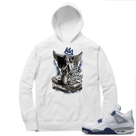 Midnight Navy 4s  Hoodie White Count your Blessings