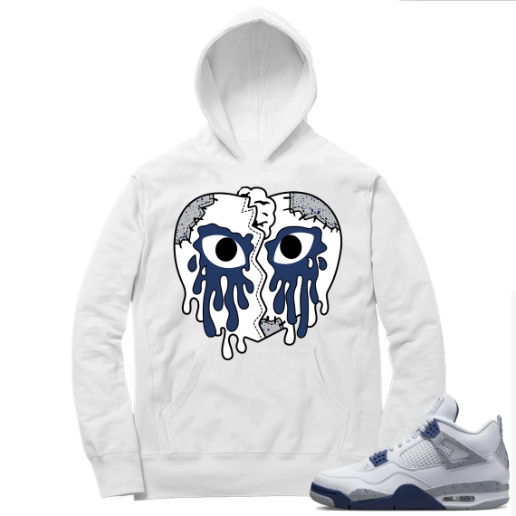 Midnight Navy 4s  Hoodie White Crying Heart