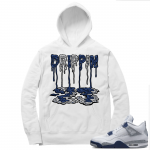 Midnight Navy 4s  Hoodie White Drippin 23