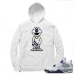 Midnight Navy 4s  Hoodie White Drippy Elmo