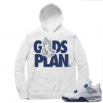 Midnight Navy 4s  Hoodie White Gods Plan