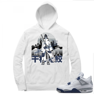 Midnight Navy 4s  Hoodie White Kisame Hype