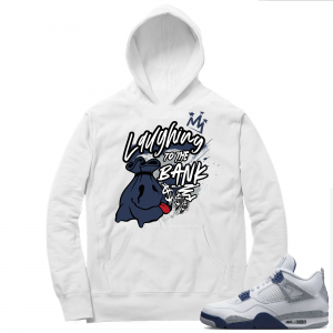 Midnight Navy 4s  Hoodie White Laughing to the Bank