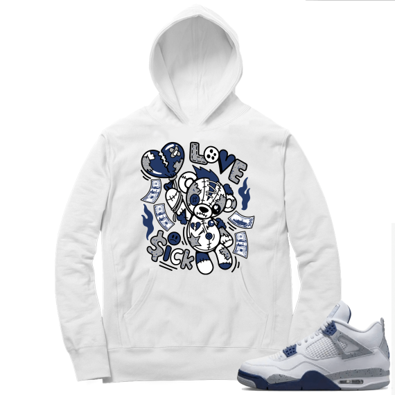 Midnight Navy 4s  Hoodie White Love Sick