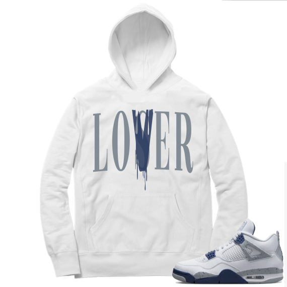 Midnight Navy 4s  Hoodie White Lover