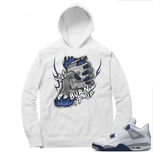 Midnight Navy 4s  Hoodie White Money to Burn