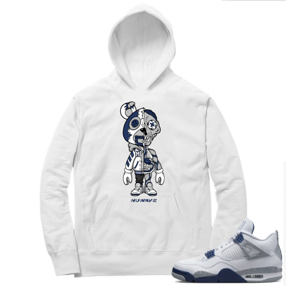 Midnight Navy 4s  Hoodie White Nuwave Bear Anatomy