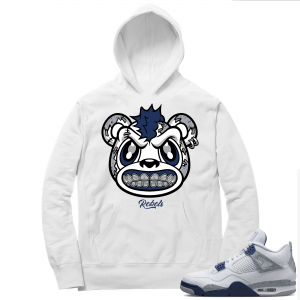 Midnight Navy 4s  Hoodie White Rebels Bear