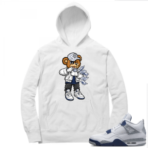 Midnight Navy 4s  Hoodie White Rich Bear