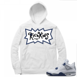 Midnight Navy 4s  Hoodie White Rich Kids