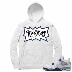 Midnight Navy 4s  Hoodie White Rich Kids