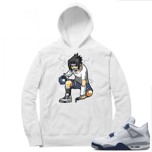 Midnight Navy 4s  Hoodie White Sasuke Hype