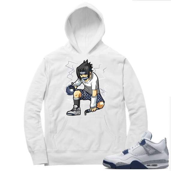 Midnight Navy 4s  Hoodie White Sasuke Hype