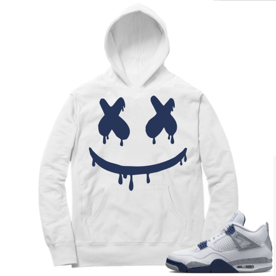 Midnight Navy 4s  Hoodie White Smiley Drip