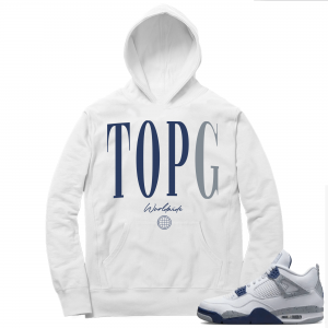 Midnight Navy 4s  Hoodie White TOPG