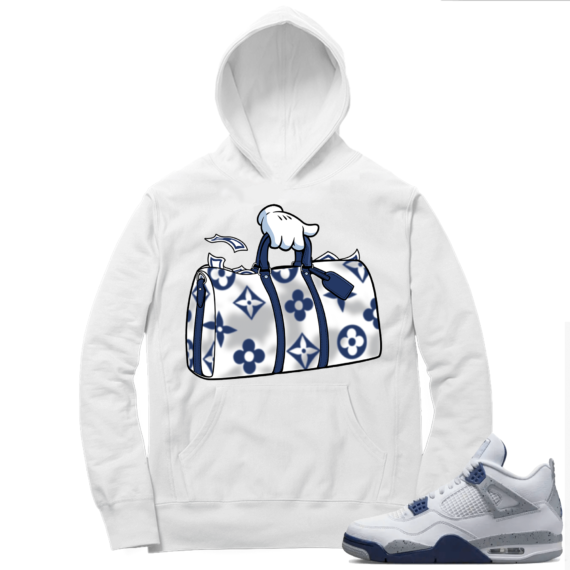 Midnight Navy 4s  Hoodie White The Bag