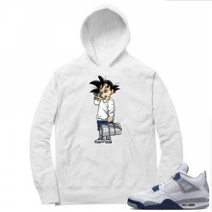 Midnight Navy 4s  Hoodie White Trap Goku